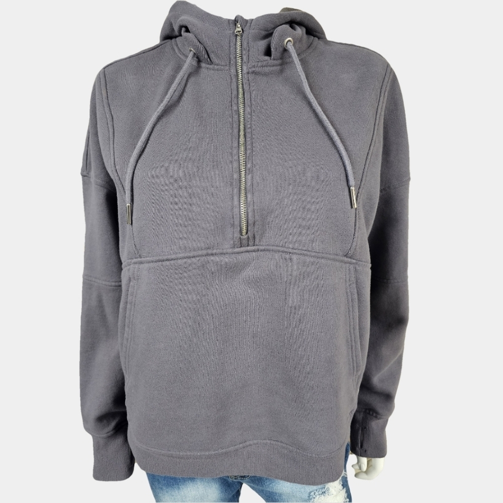 Apana Stellar Scuba 1/4 Zippered Long Sleeve Hooded Cropped Sweatshirt Size L